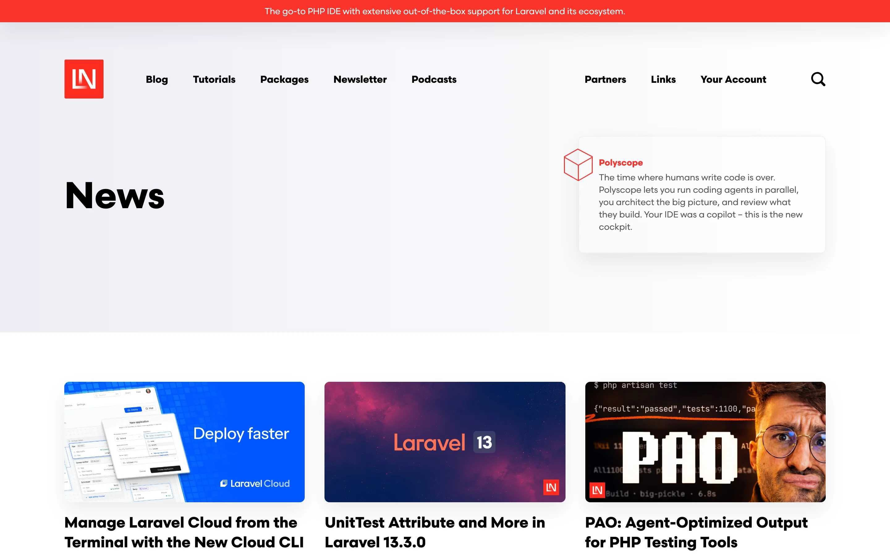 Laravel News showing release notes with version-based entries and upgrade guides