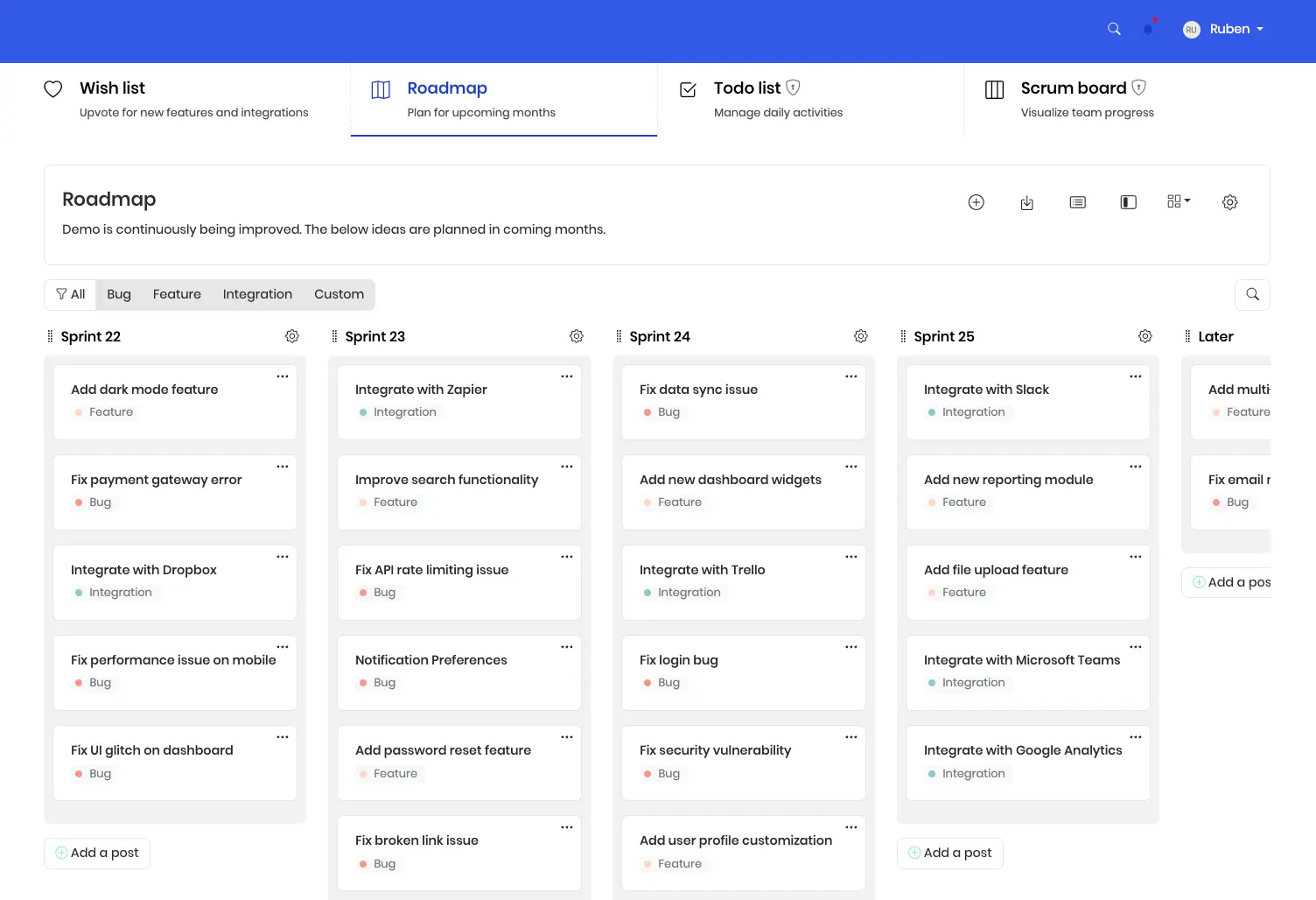 Sprint Plan Roadmap Example
