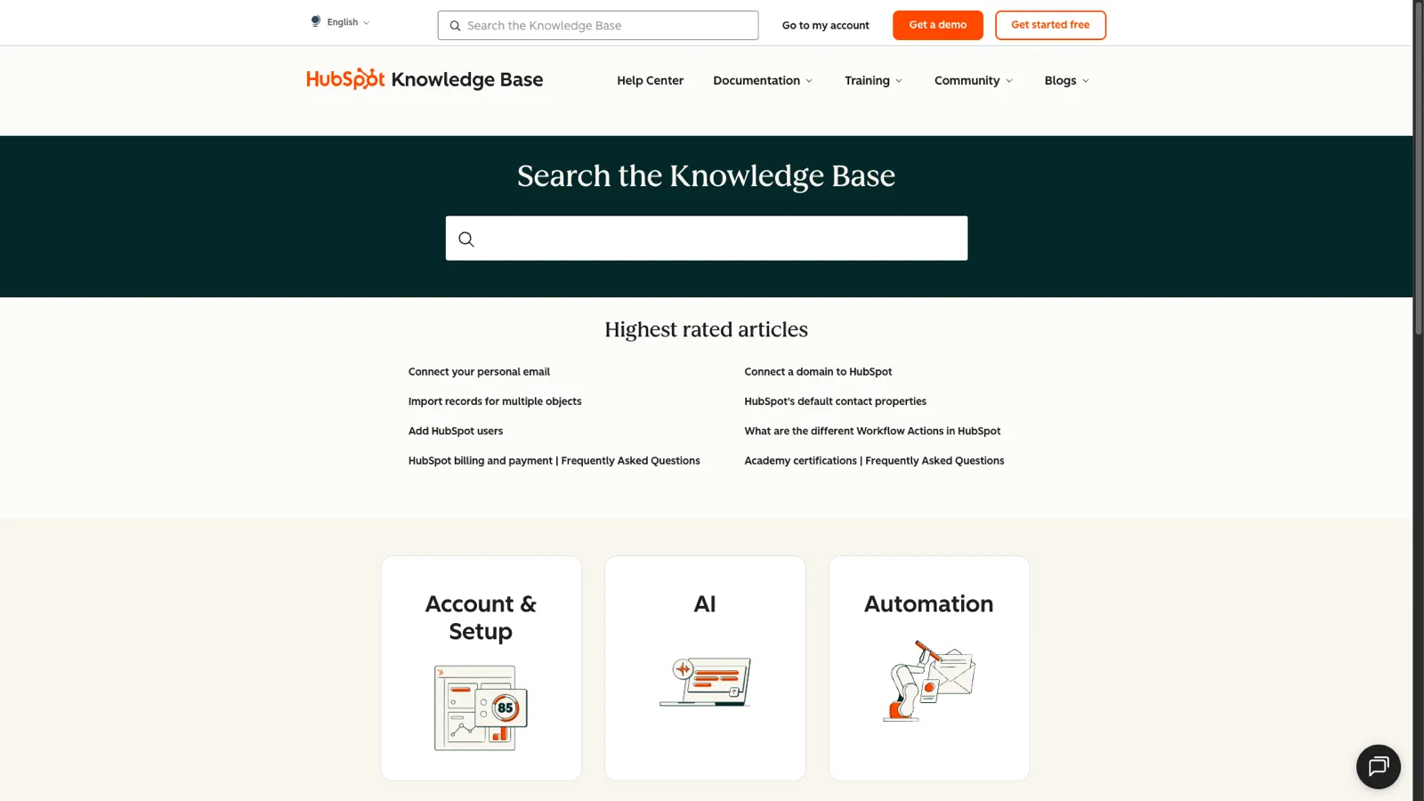 HubSpot knowledge base