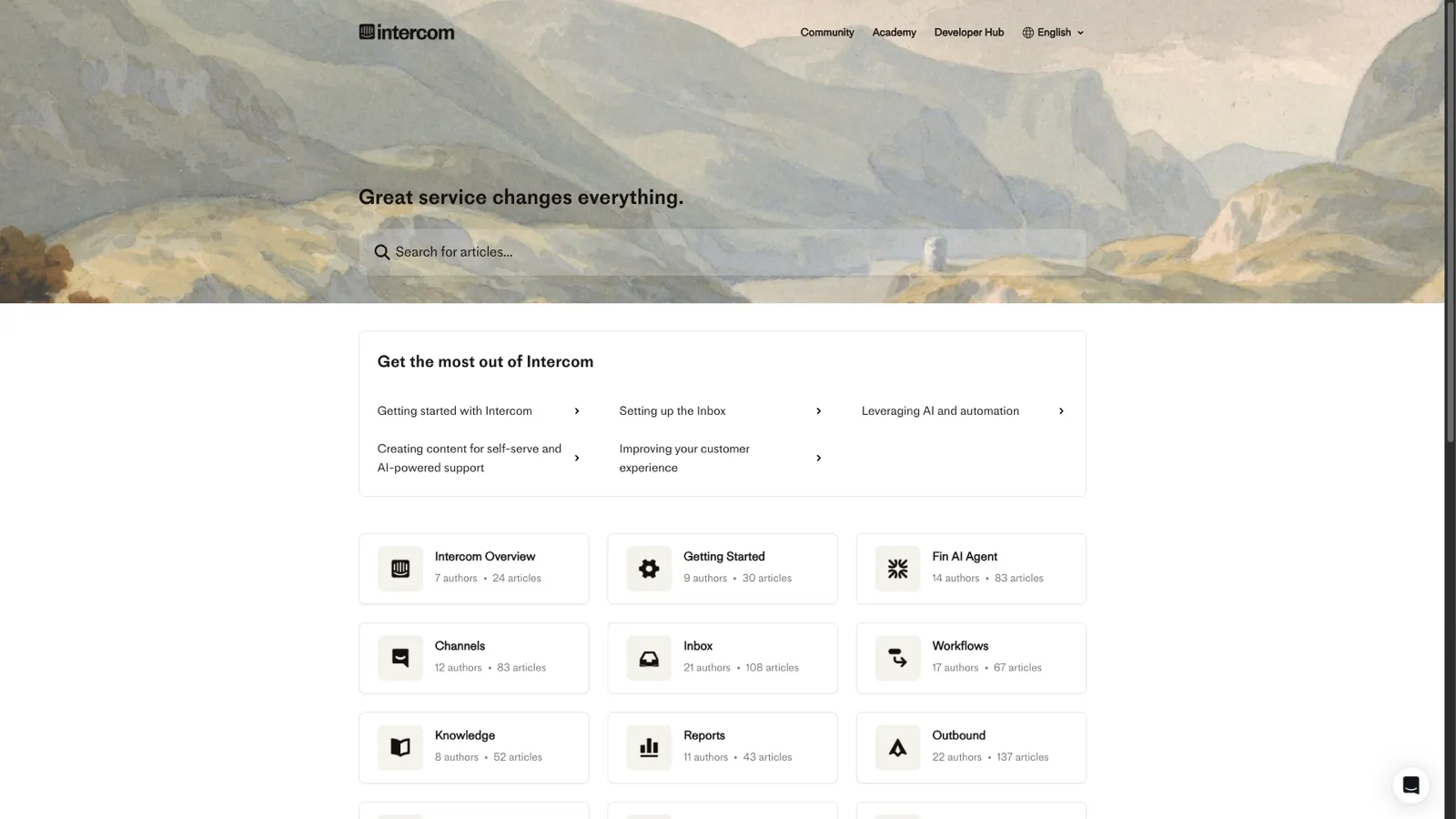 Intercom knowledge base