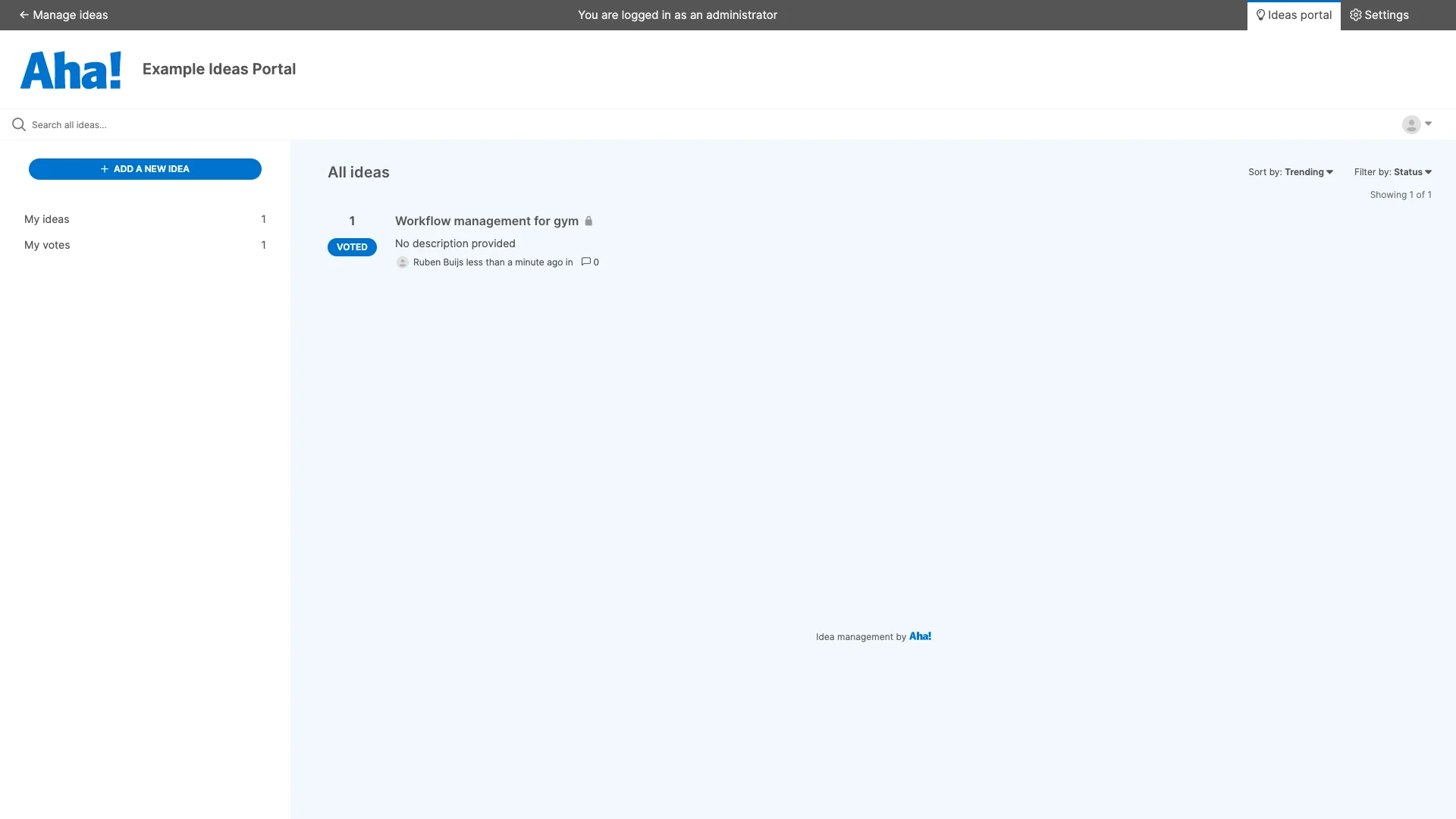 Aha! feedback management software - user feedback collection and feature voting interface