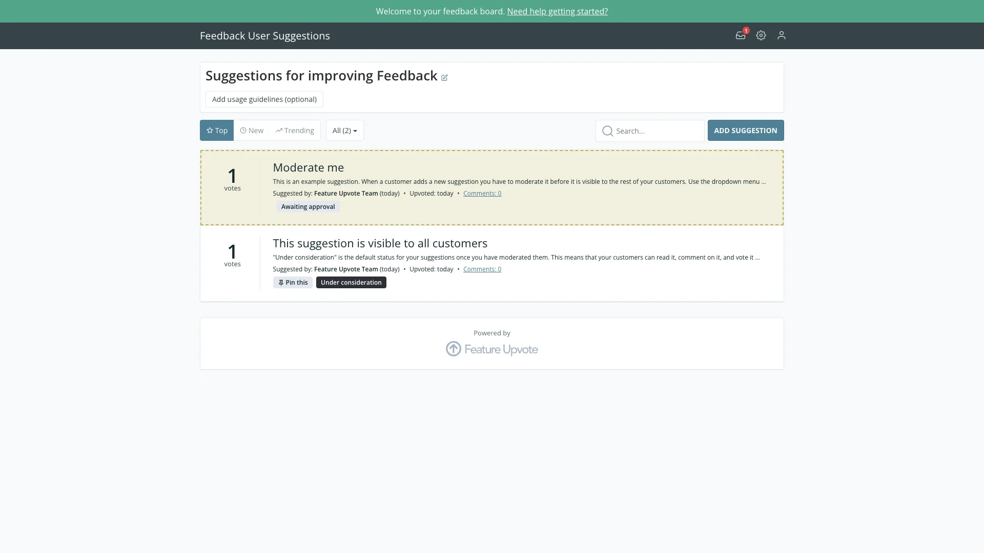 FeatureUpvote feedback management software - user feedback collection and roadmap interface