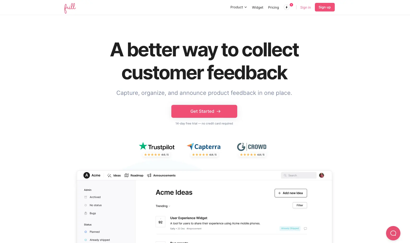 Frill interface screenshot