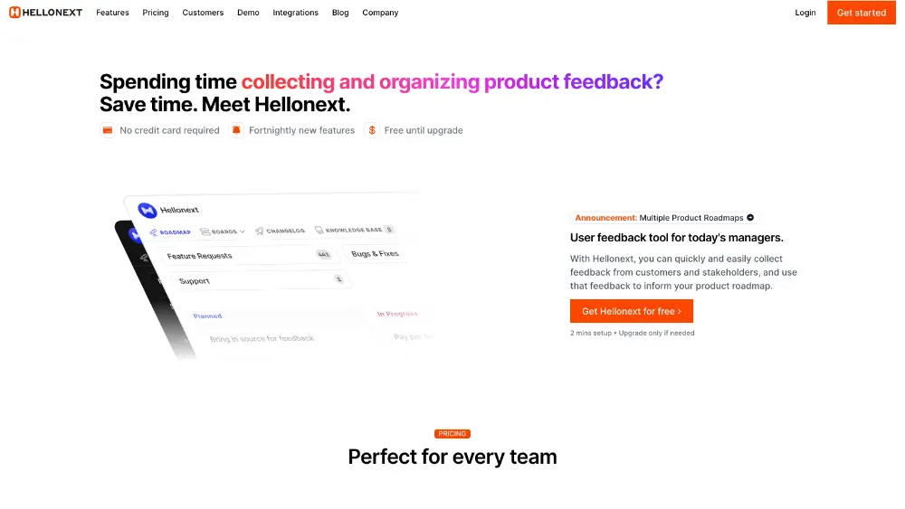 Hellonext interface screenshot