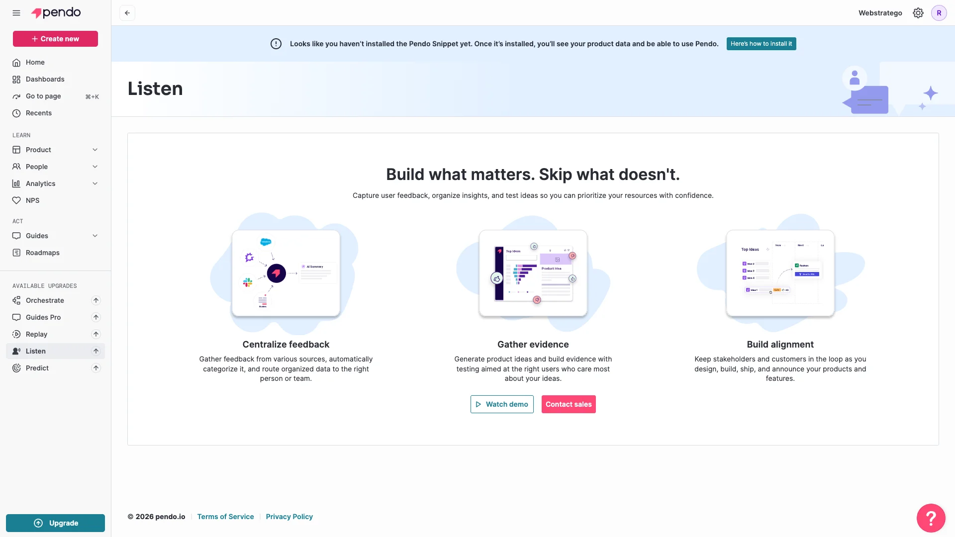 Pendo feedback management software - user feedback board and feature request interface
