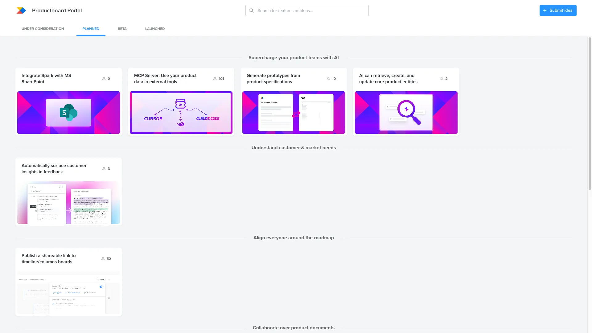 Productboard roadmap portal