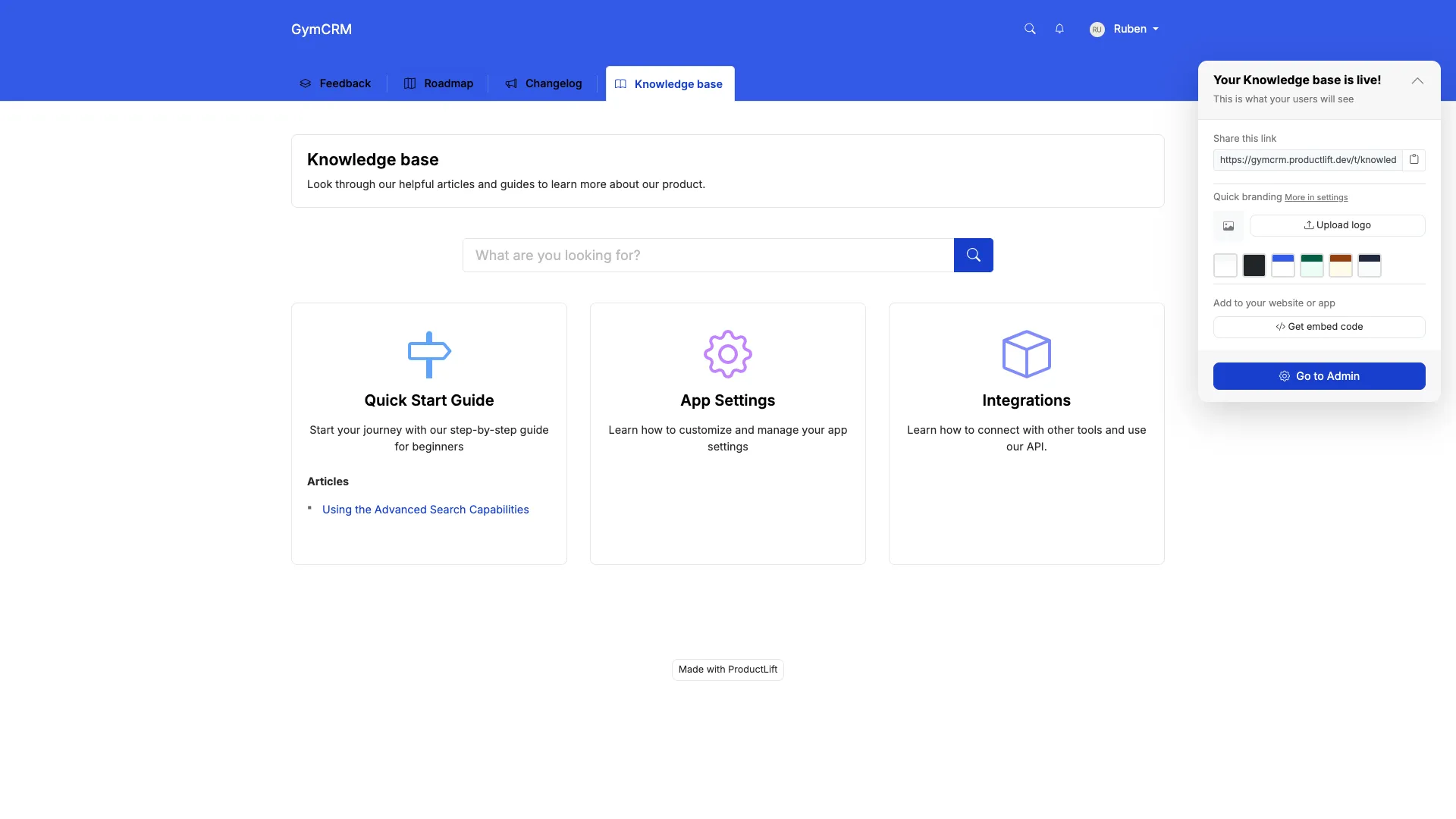 ProductLift knowledge base