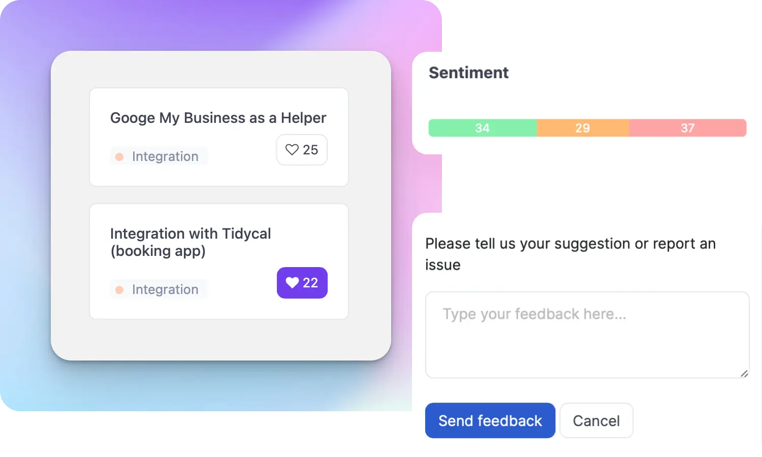 ProductLift dashboard showing feedback collection