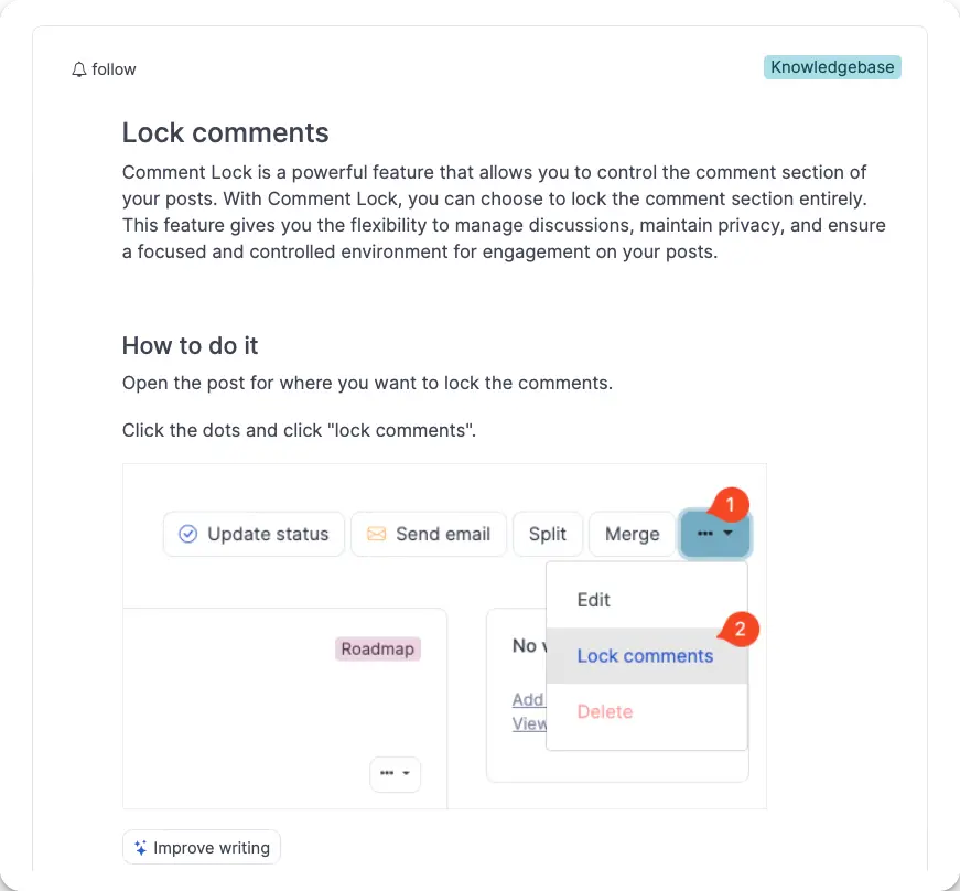Knowledge base interface with help articles