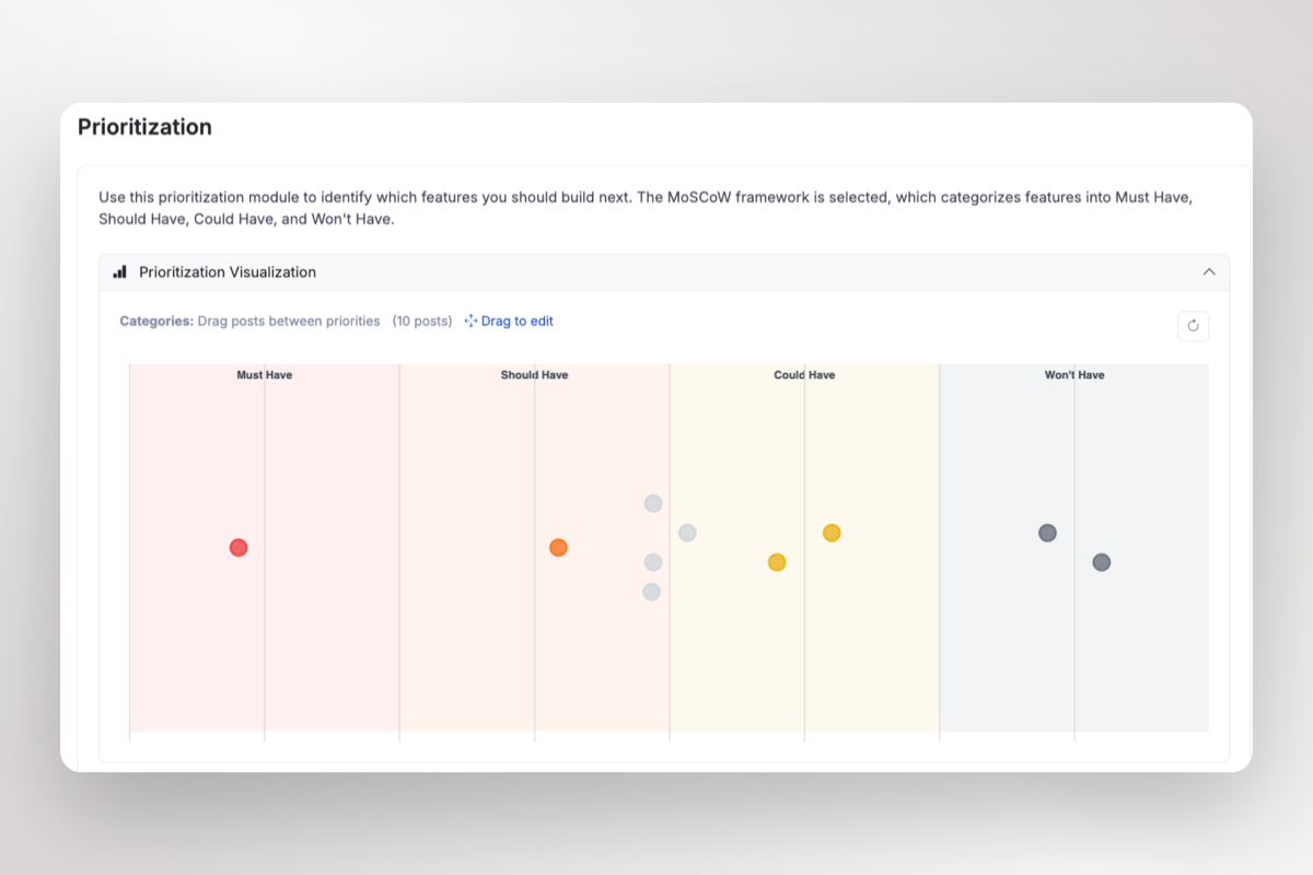 ProductLift MoSCoW prioritization interface