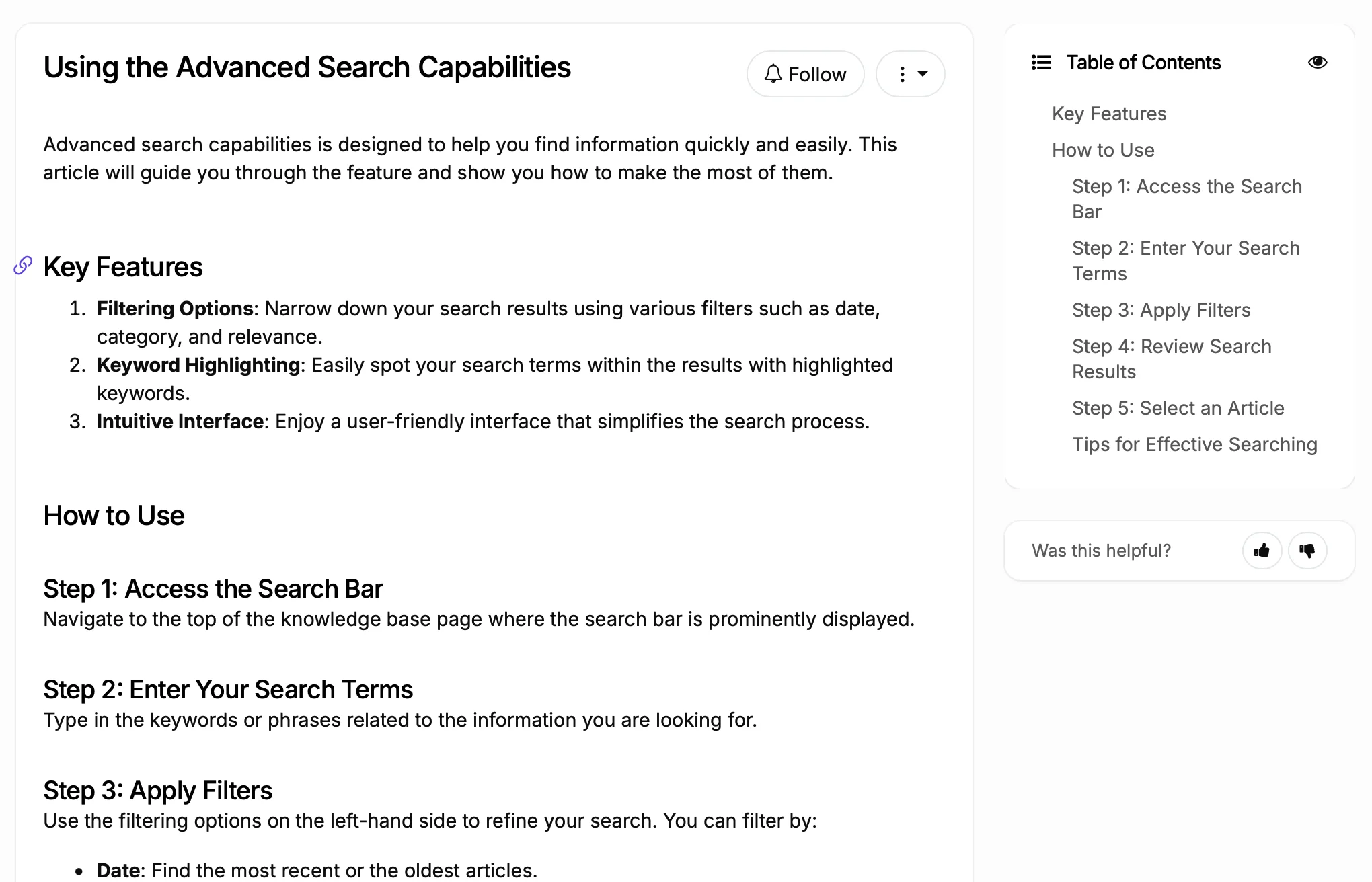 Knowledge-Base-Artikel mit reichhaltigen Inhalten