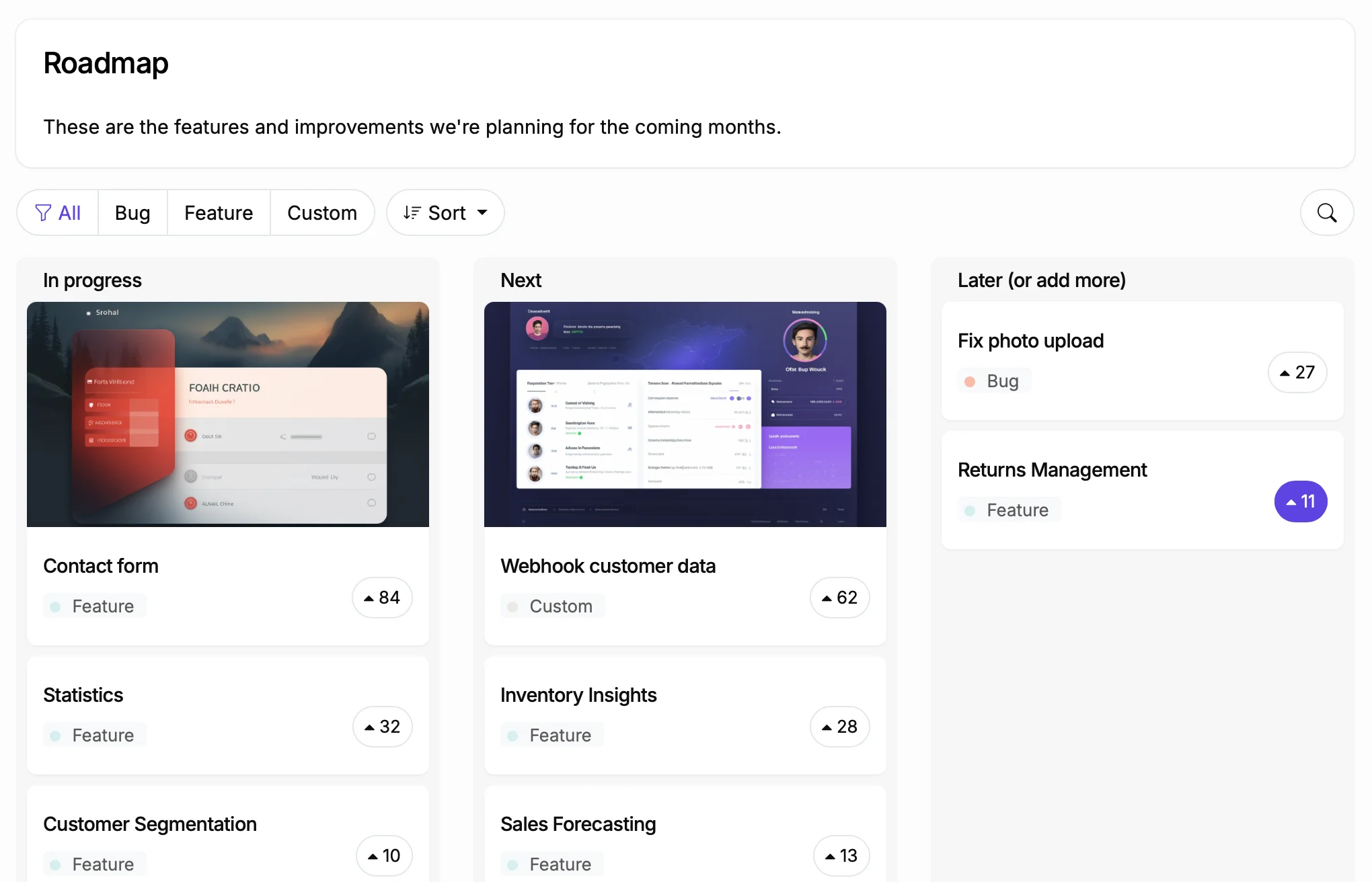Enterprise roadmap management with multiple boards and team access