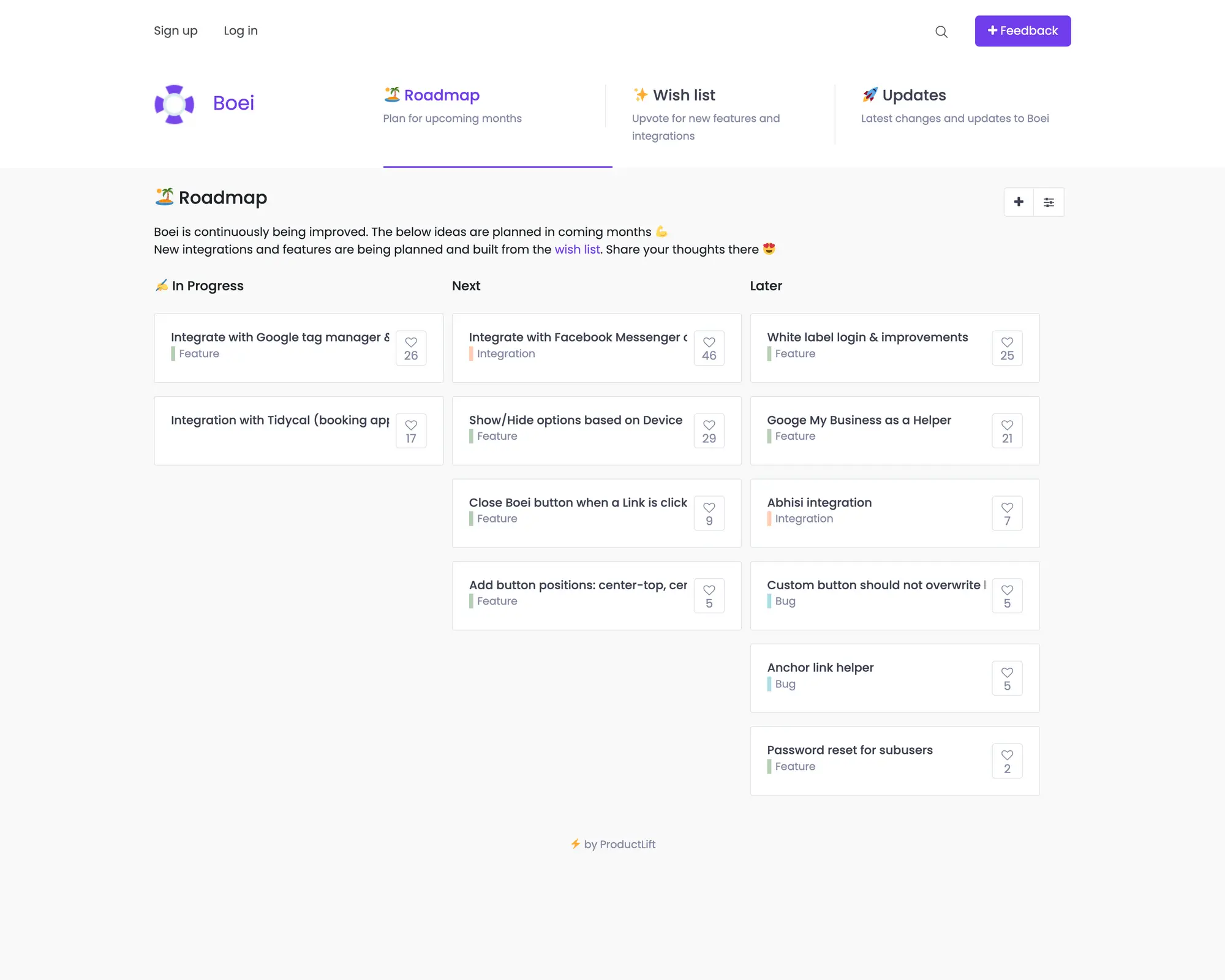 Boei product interface