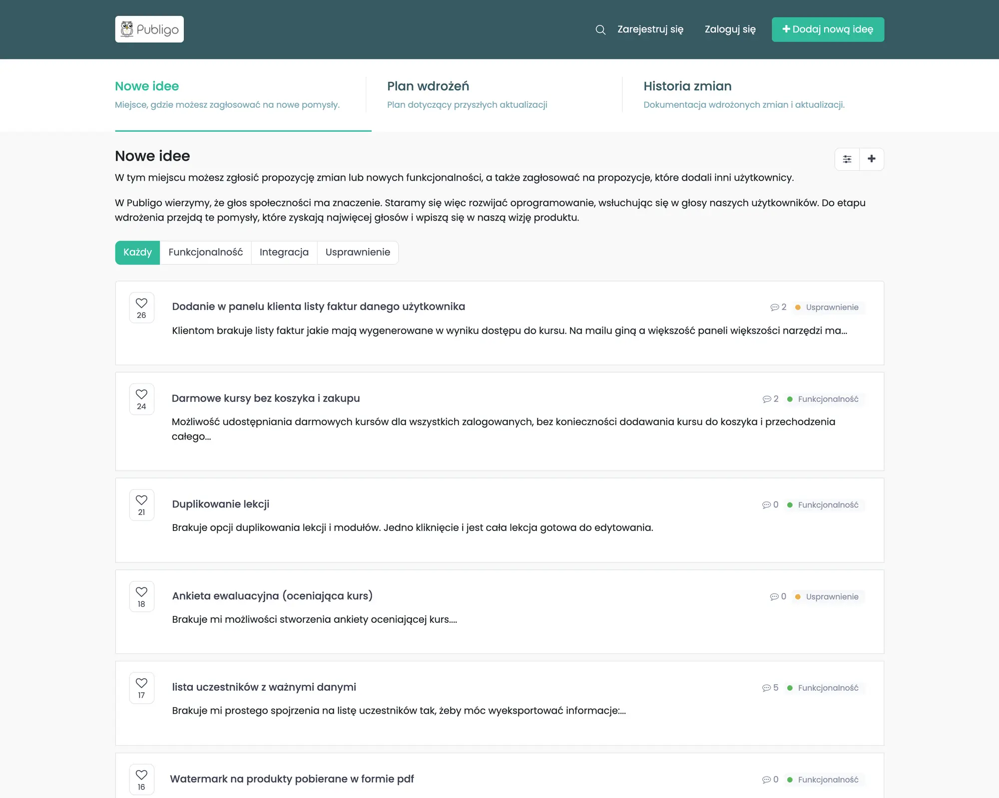 Publigo product interface